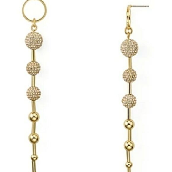 Rebecca Minkoff Gold Plated Swarovski Crystal Pave Drop Earrings - Picture 3 of 7